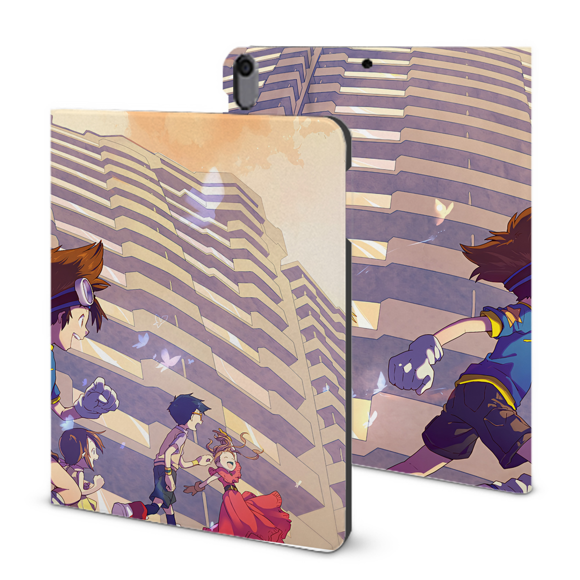 （画像用） Digimon デジタルモンスター/デジモン IPad ケース ブック型 PUレザー TPU 耐衝撃 軽量 薄型 ペン収納なし 全面保護 IPad 各モデル対応